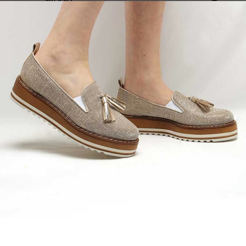 Michele Lopriore Cassidy Beige Platform Loafer Slip On Shoe EU 35.5 /US 5.5 $325